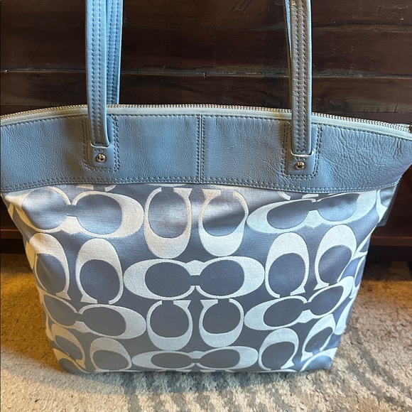 Blue and Gray Coach Laura Signature Tote Bag - Picture 6 of 12